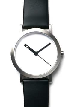 Montre Normal Timepieces Extra Normal Grande Pour Homme, Boîtier Acier Blanc, Bracelet Cuir Noir - Neuf Avec étiquettes