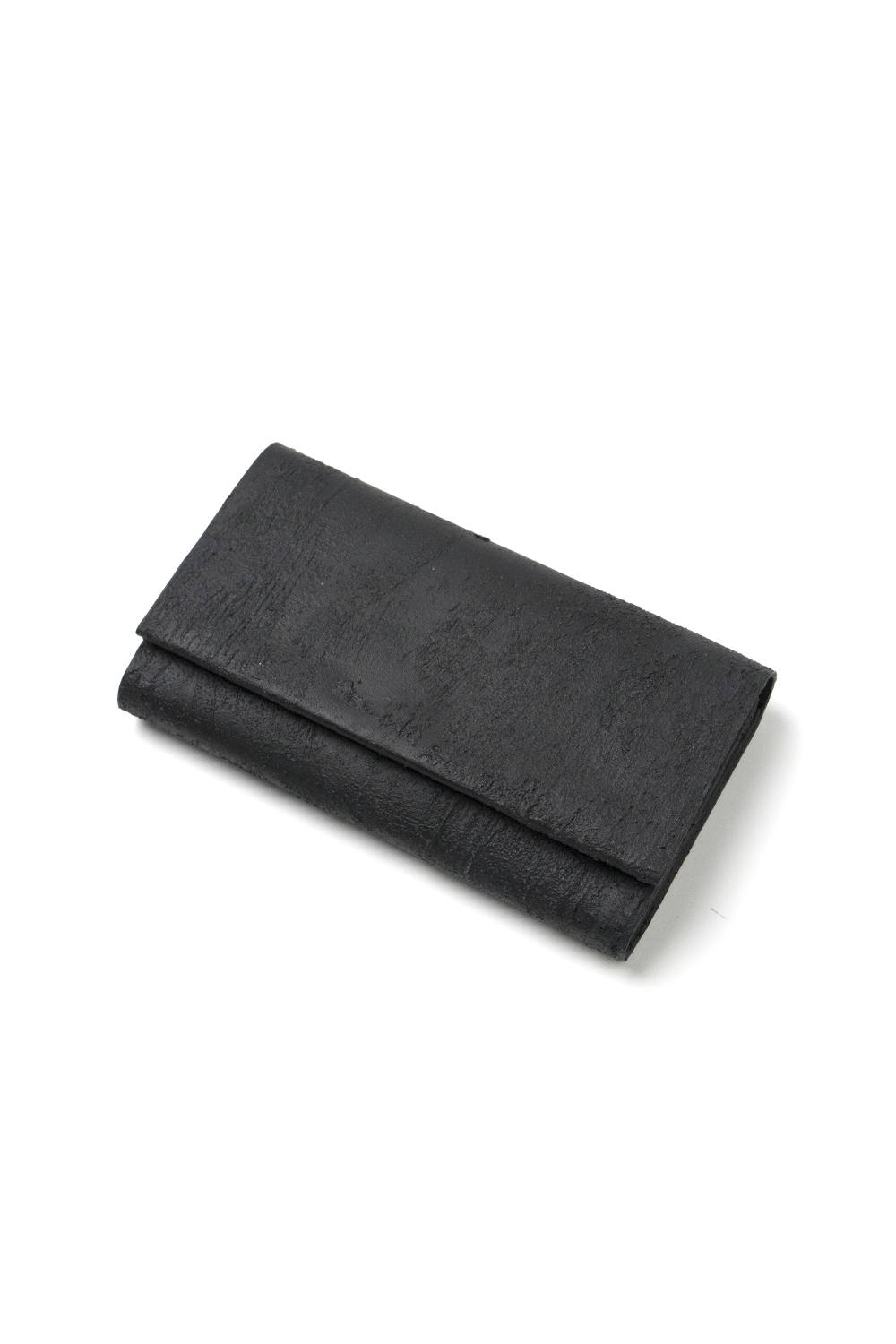 【美品】カガリユウスケ ケース 黒壁 牛革/パテ 黒 漆喰 小銭入れ KAGARI YUSUKE - 【ラスト1点】マチ付き名刺入れ [黒い壁] / C04-bk